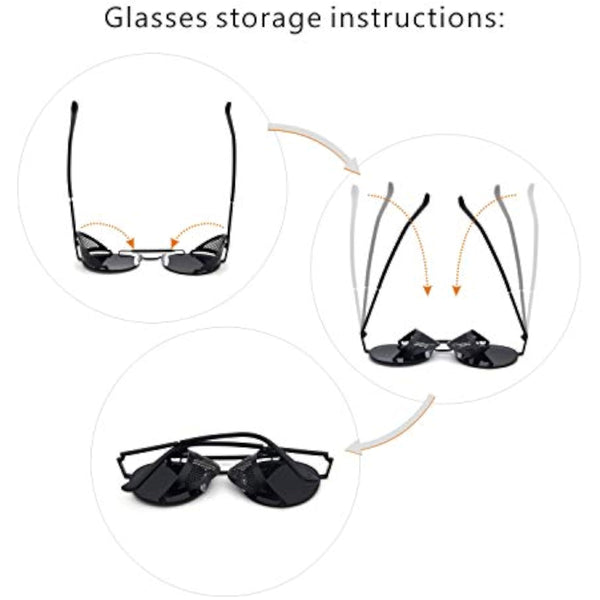 Steampunk Round Sunglasses with Side Shields