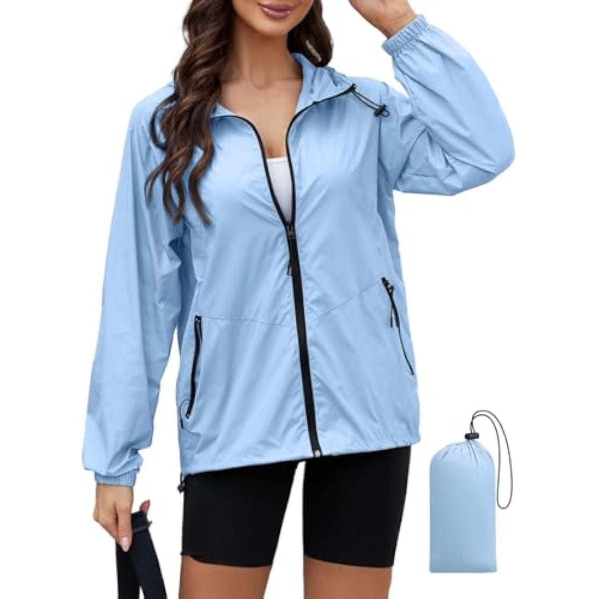 Packable Women's Lightweight Rain Jacket with Hood Main image