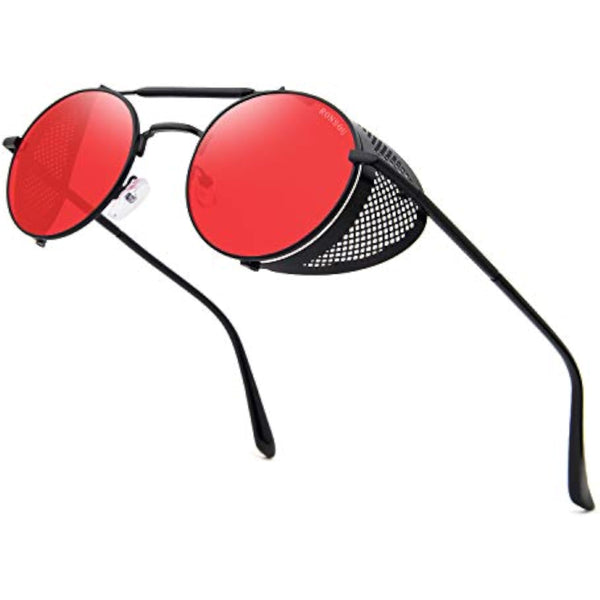 Steampunk Round Sunglasses with Side Shields