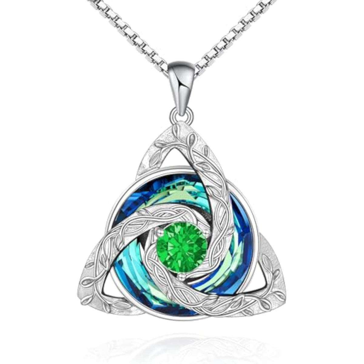 Celtic Trinity Knot Birthstone Necklace for Women – S925 Sterling Silver Triquetra Pendant with Cubic Zirconia & Austrian Crystal – Irish Scottish Gift for Her, Birthday & Anniversary Jewelry Main image