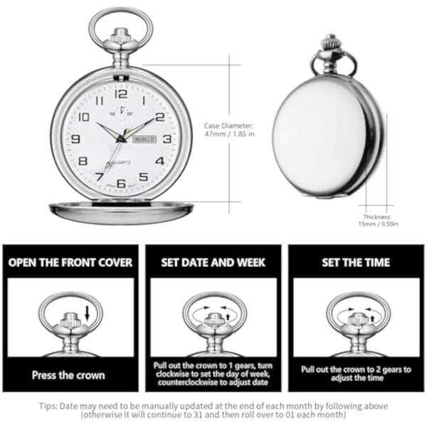 Smooth Quartz Pocket Watch for Men