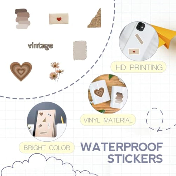 Botanical Waterproof Vinyl Stickers 120 Pack — Unique Journaling Essential