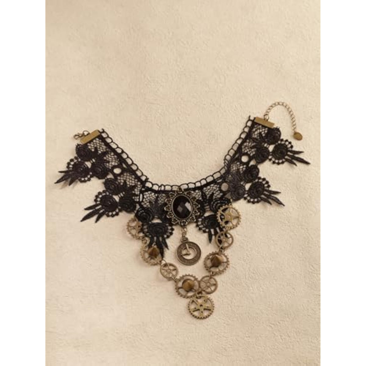 Gothic Black Steampunk Teardrop Lace Choker Necklace