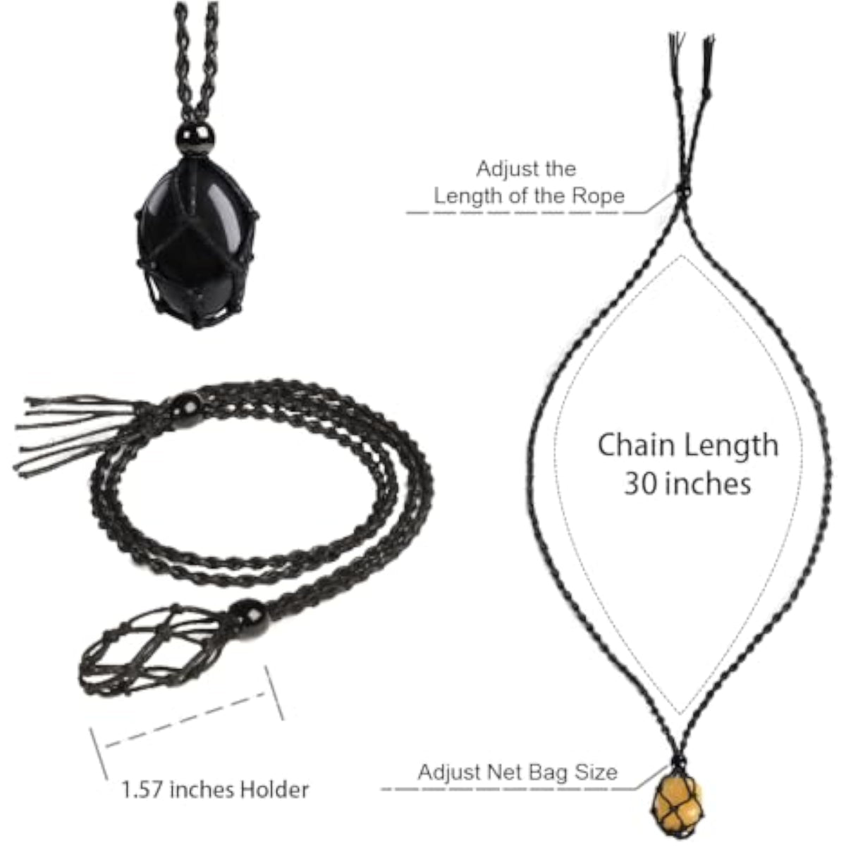 Hand-Woven Necklace Unisex Crystal Necklace Pendant Adjustable Length