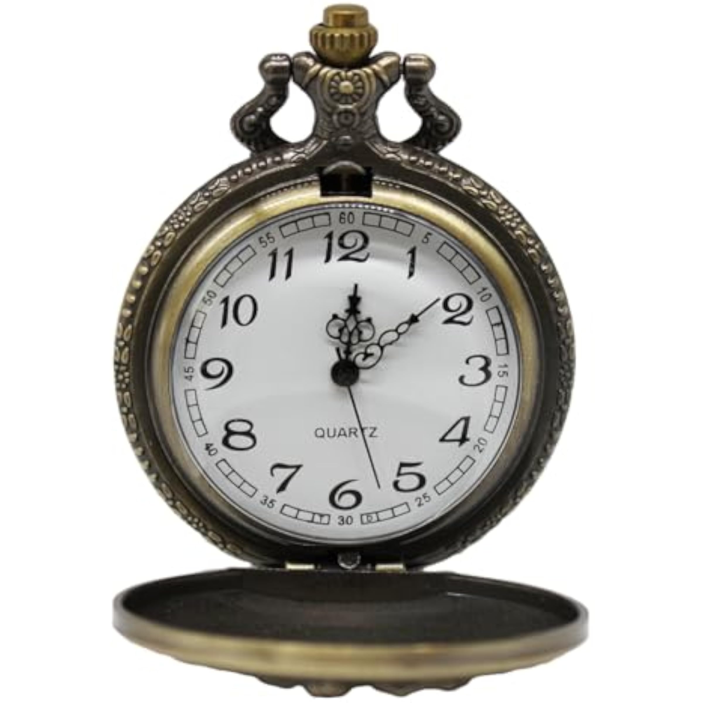 Vintage Pocket Watch with Flower Pattern Cover Secondary image