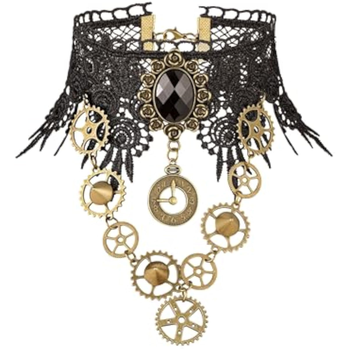 Gothic Black Steampunk Teardrop Lace Choker Necklace