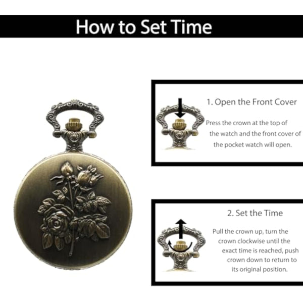 Vintage Pocket Watch with Flower Pattern Cover
