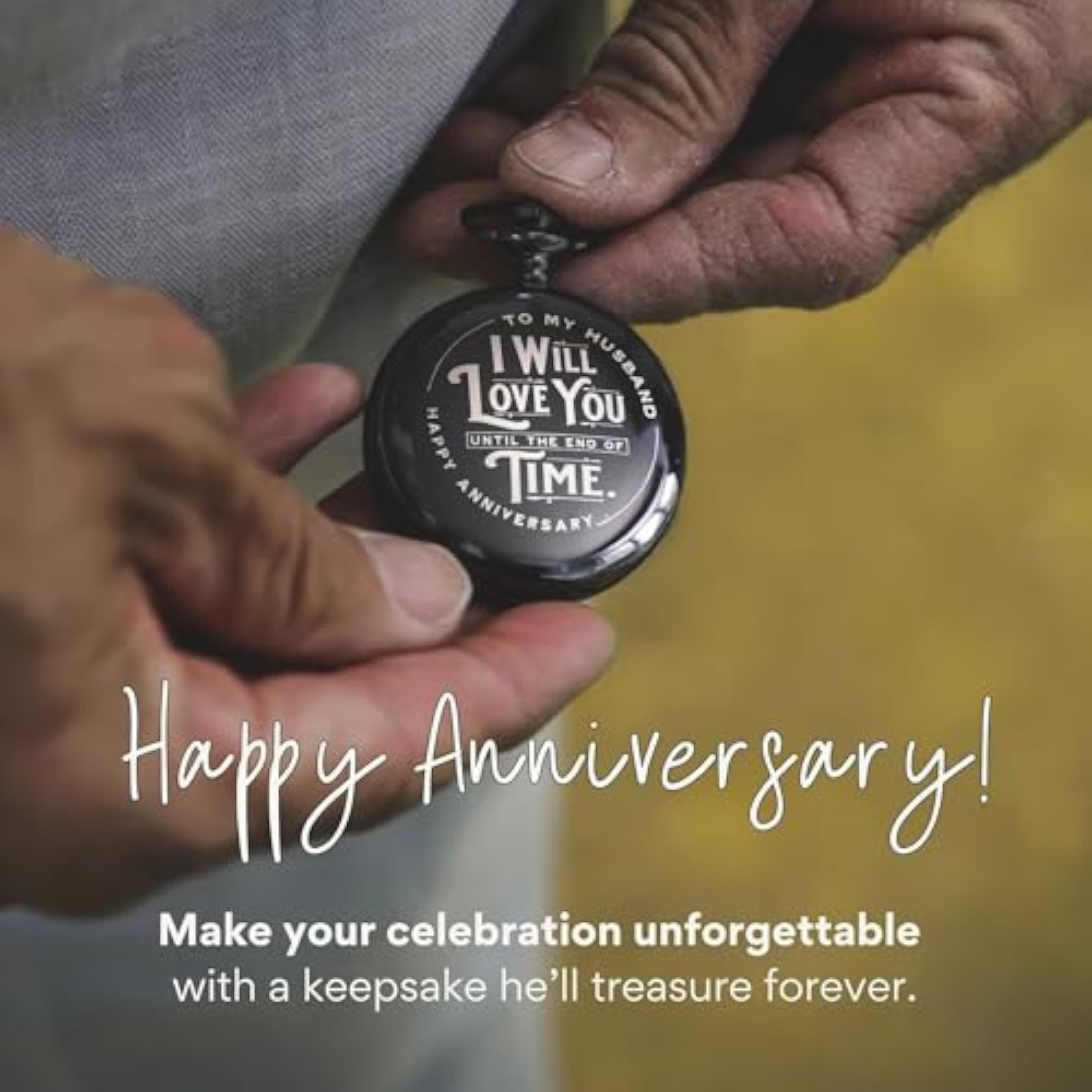 Engraved Silver Stainless Steel Anniversary Pocket Watch Secondary image