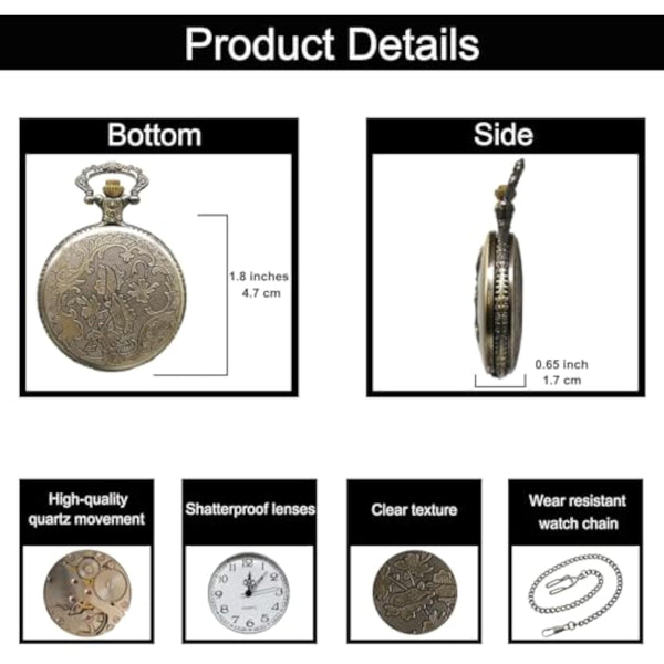 Vintage Pocket Watch with Flower Pattern Cover