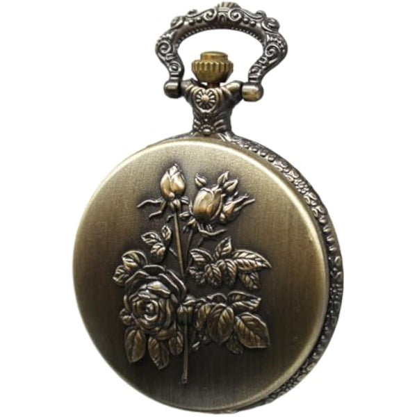 Vintage Pocket Watch with Flower Pattern Cover
