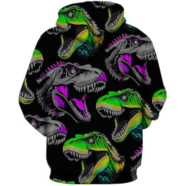 Men's Dino Colorful Pullover Streetwear Graphic Hoodie