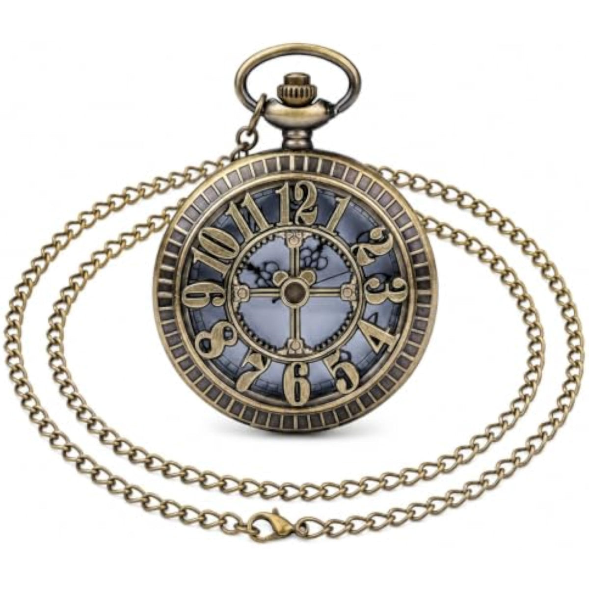 Quartz Pocket Watch with 31-Inch Necklace Chain, Antique Bronze Tone Main image