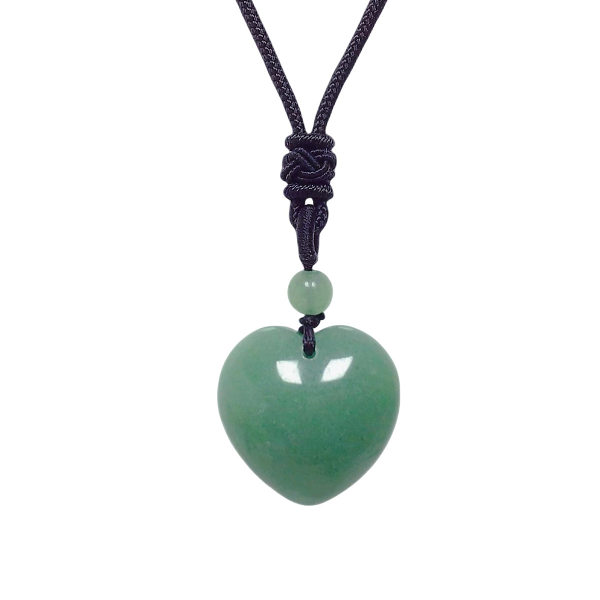 Handcarved Healing Stone Heart Crystal Pendant with Adjustable Cord