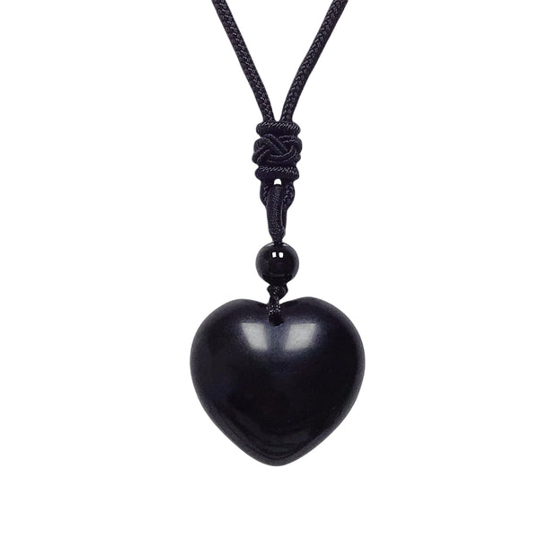 Handcarved Healing Stone Heart Crystal Pendant with Adjustable Cord