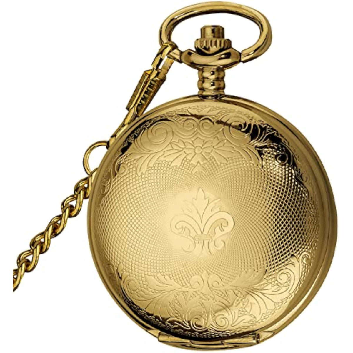 Mechanical Skeleton Pocket Watch with Chain for Men
