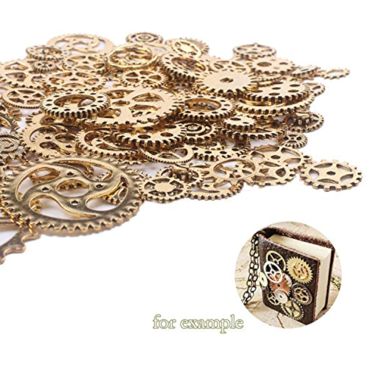 100 Grams Around 100 Pieces of Antique Metal Steampunk Gear Charms
