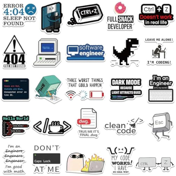 50 Pack Programming Stickers for Programmers