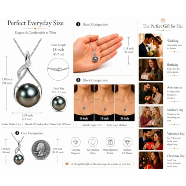 Beautiful Tahitian Black Pearl Necklace