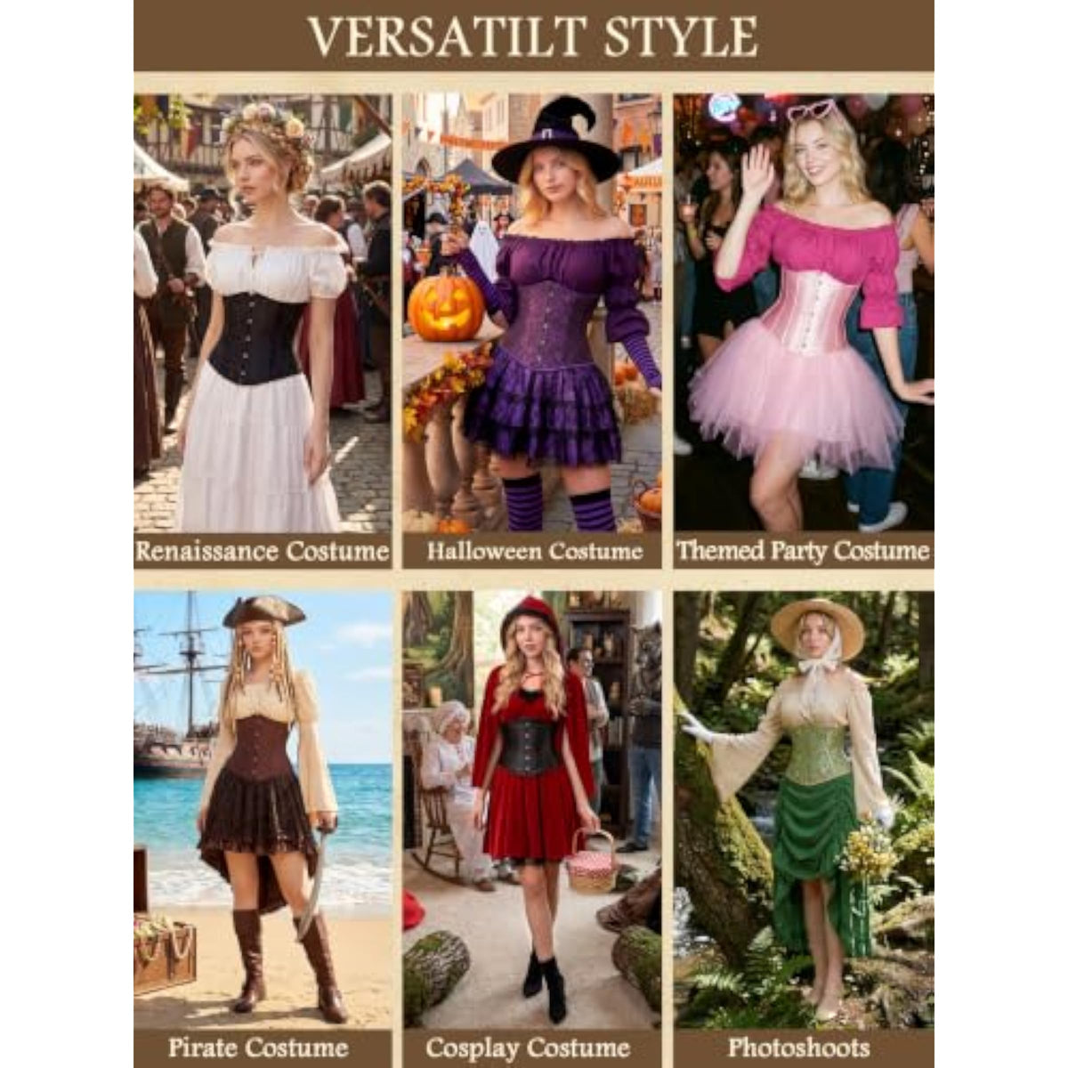 Underbust Corset Top For Women Renaissance Pirate Corset