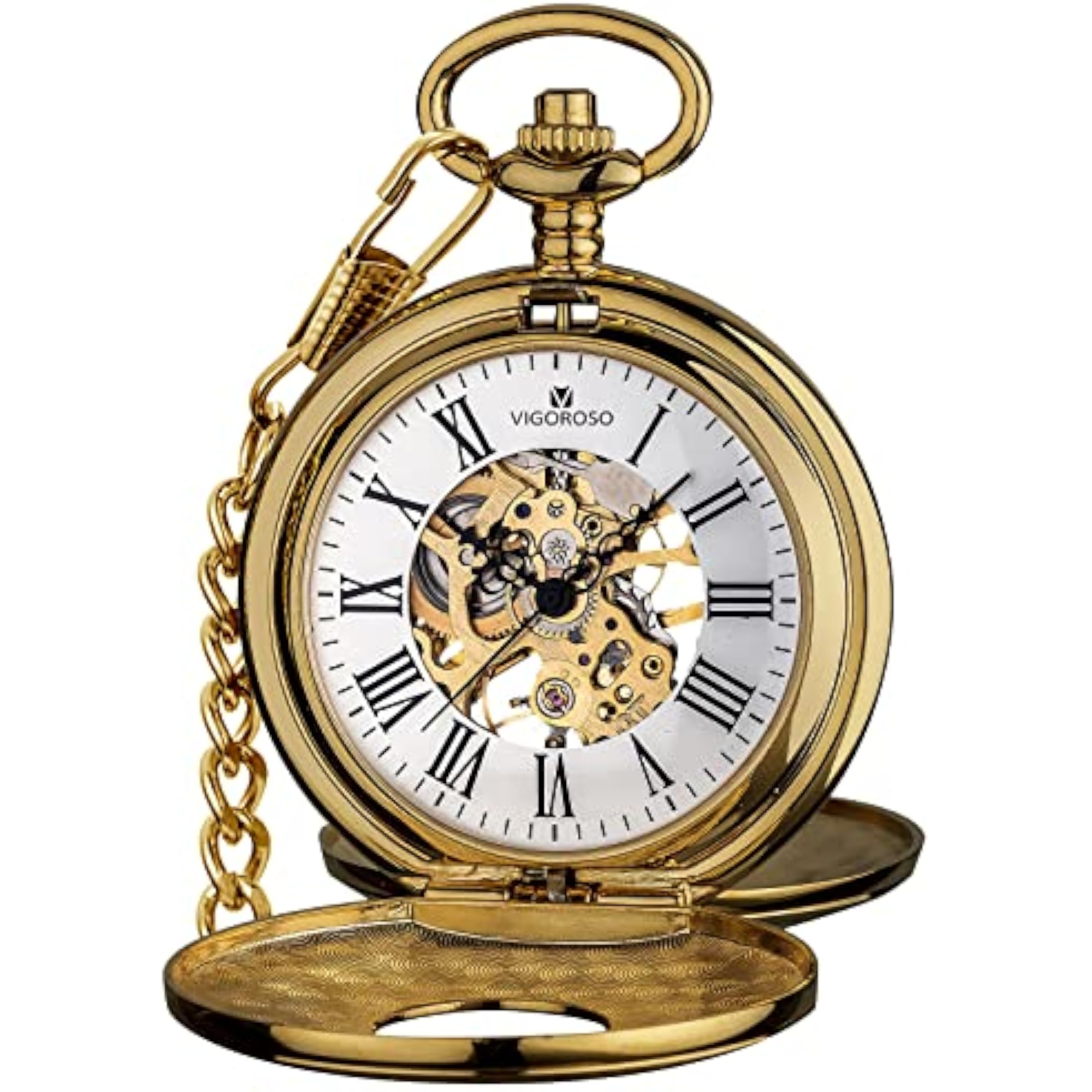 Mechanical Skeleton Pocket Watch with Chain for Men Secondary image