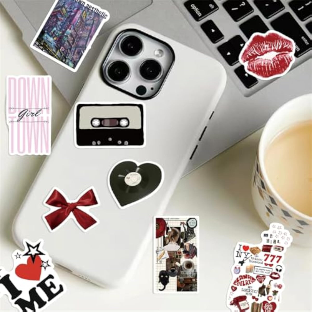 Downtown Girl Y2K Sticker Pack — 50 Vintage-Style Vinyl Decals