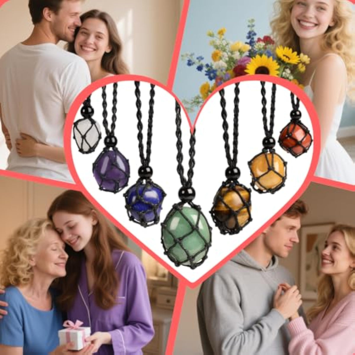 Hand-Woven Necklace Unisex Crystal Necklace Pendant Adjustable Length