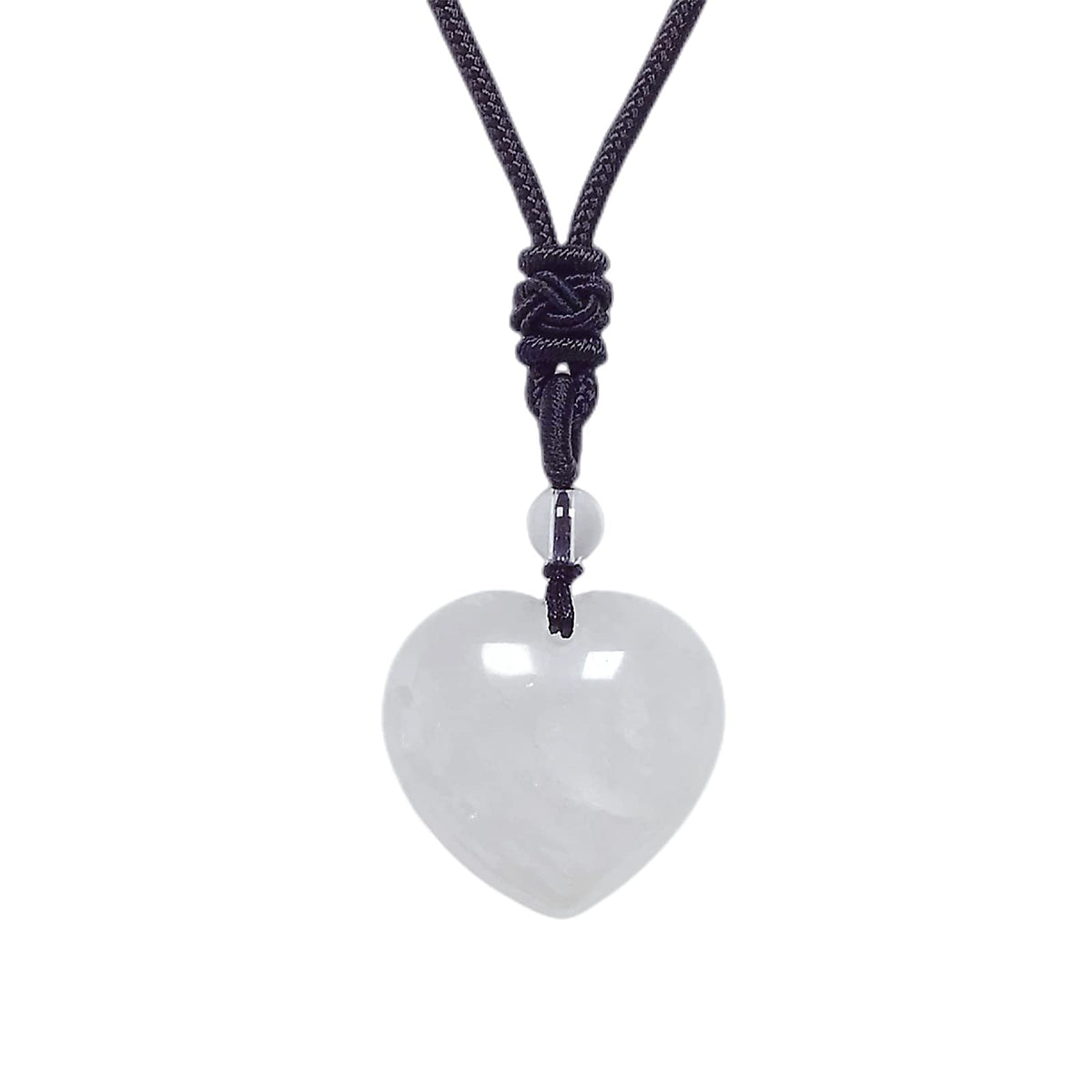 Handcarved Healing Stone Heart Crystal Pendant with Adjustable Cord