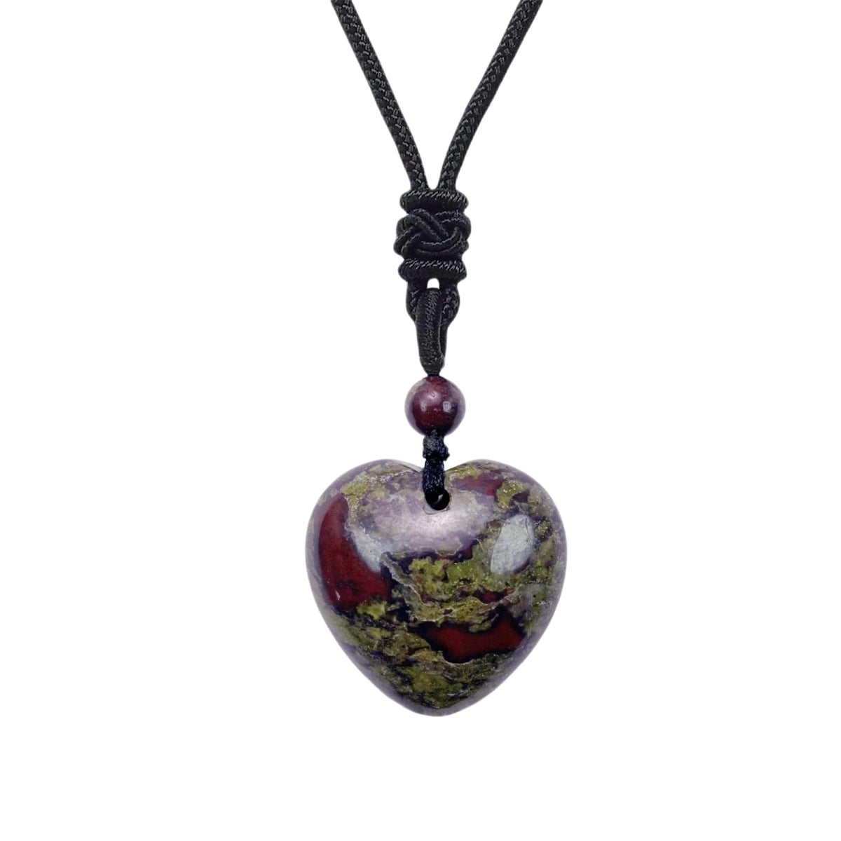 Handcarved Healing Stone Heart Crystal Pendant with Adjustable Cord