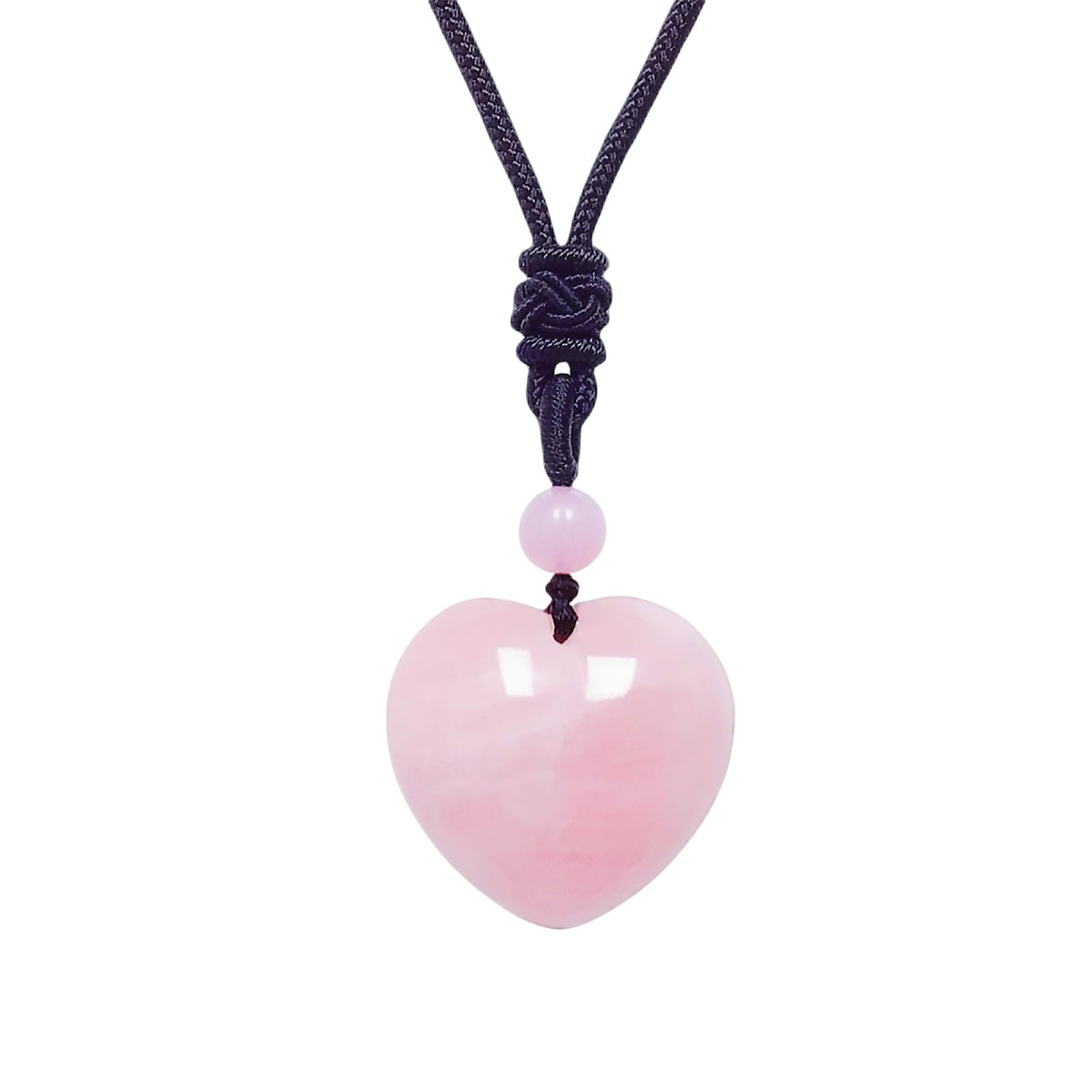 Handcarved Healing Stone Heart Crystal Pendant with Adjustable Cord