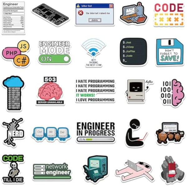 50 Pack Programming Stickers for Programmers