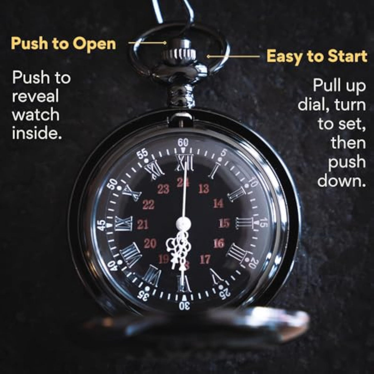 Engraved Silver Stainless Steel Anniversary Pocket Watch