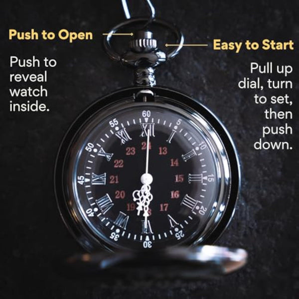 Engraved Silver Stainless Steel Anniversary Pocket Watch