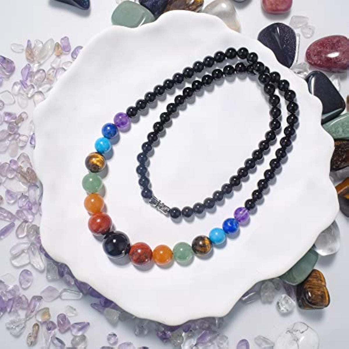 7 Chakra Necklace Stone Beaded Gemstone Gifts for Women, Mom