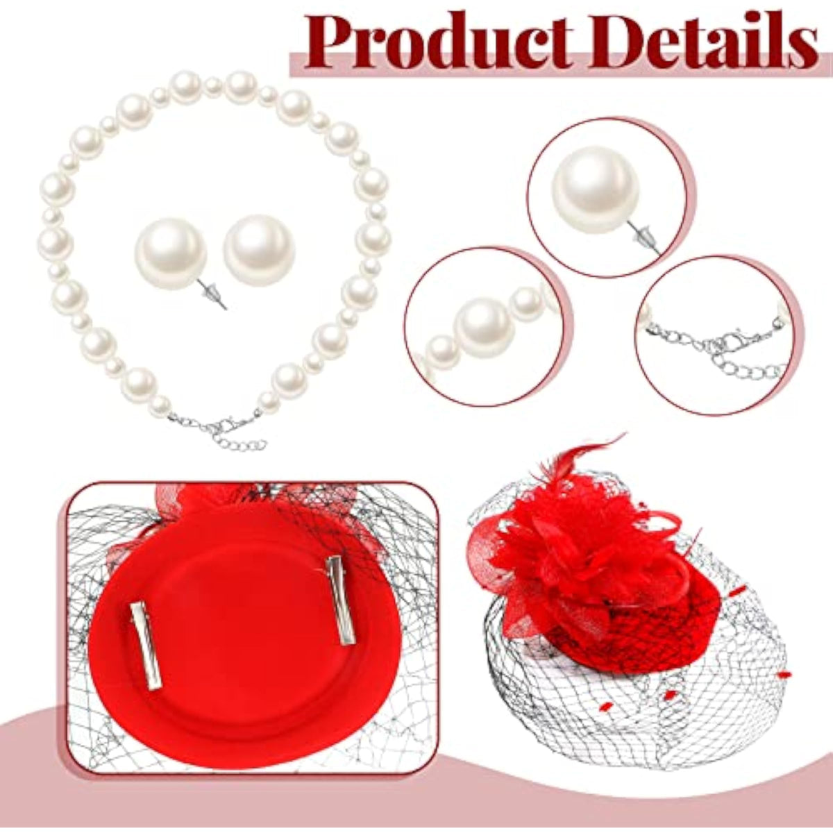 Pin Up Rockabilly Polka Dot Rose Wiggle Dress – 1950s Tea Party Set with Hat, Gloves & Pearls