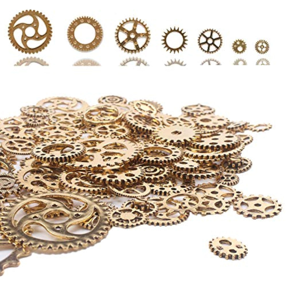 100 Grams Around 100 Pieces of Antique Metal Steampunk Gear Charms Main image