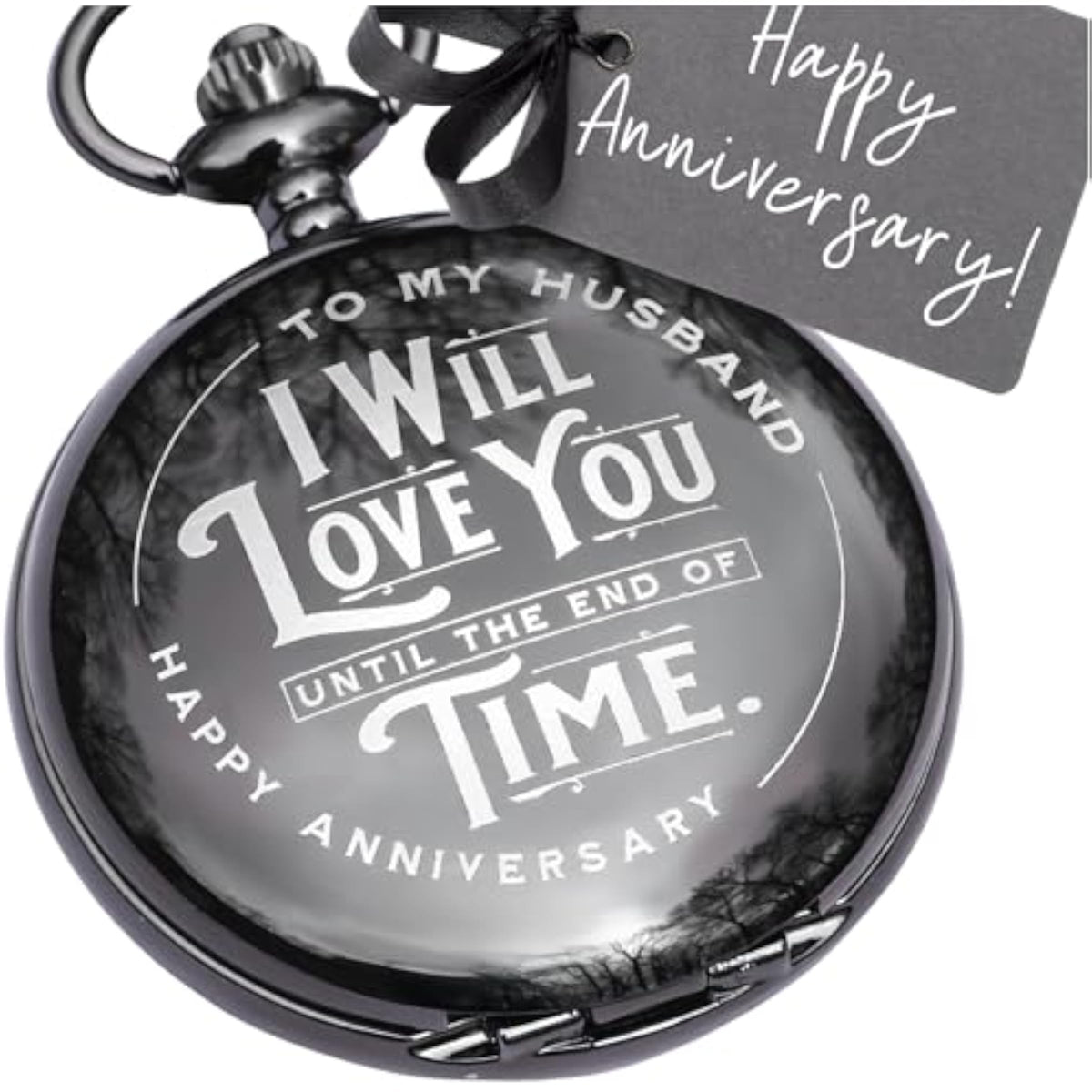 Engraved Silver Stainless Steel Anniversary Pocket Watch Main image