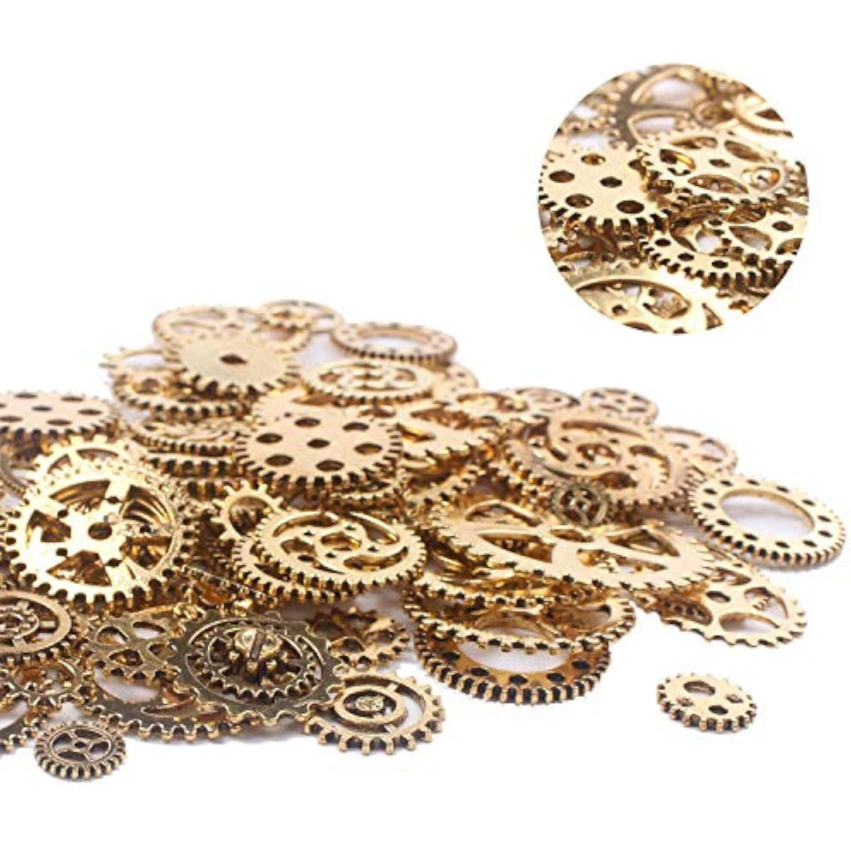 100 Grams Around 100 Pieces of Antique Metal Steampunk Gear Charms