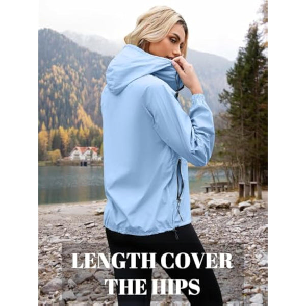 Packable Women's Lightweight Rain Jacket with Hood