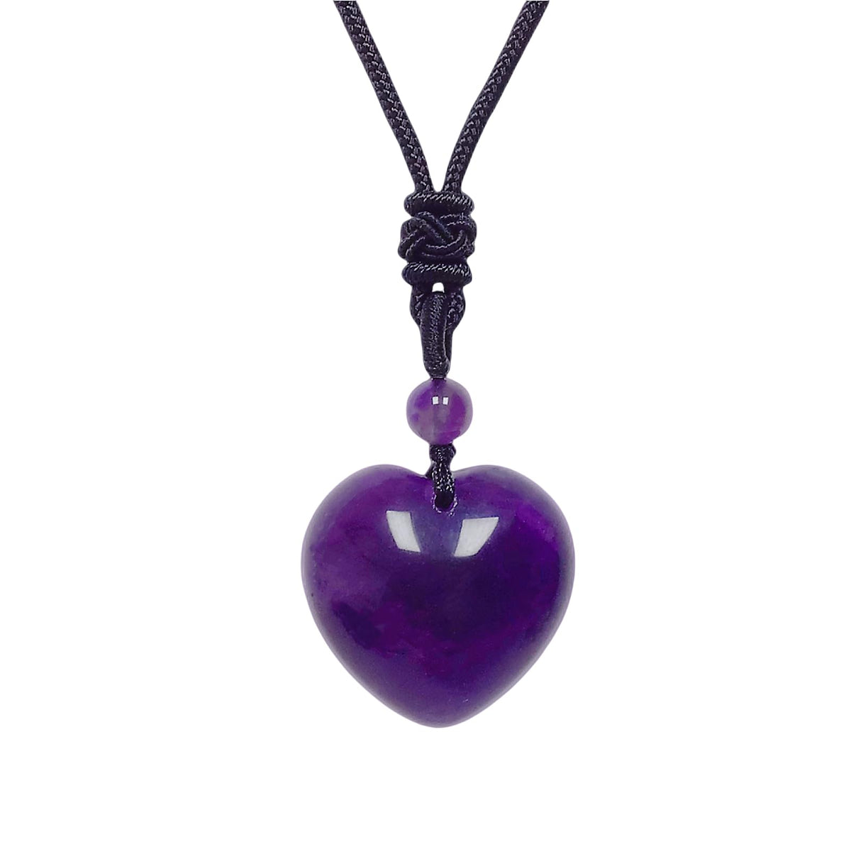 Handcarved Healing Stone Heart Crystal Pendant with Adjustable Cord
