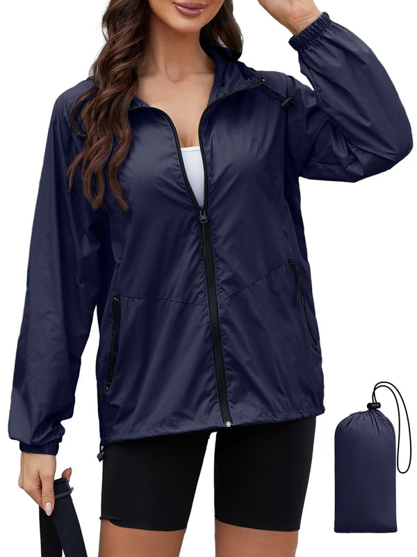 Packable Women's Lightweight Rain Jacket with Hood