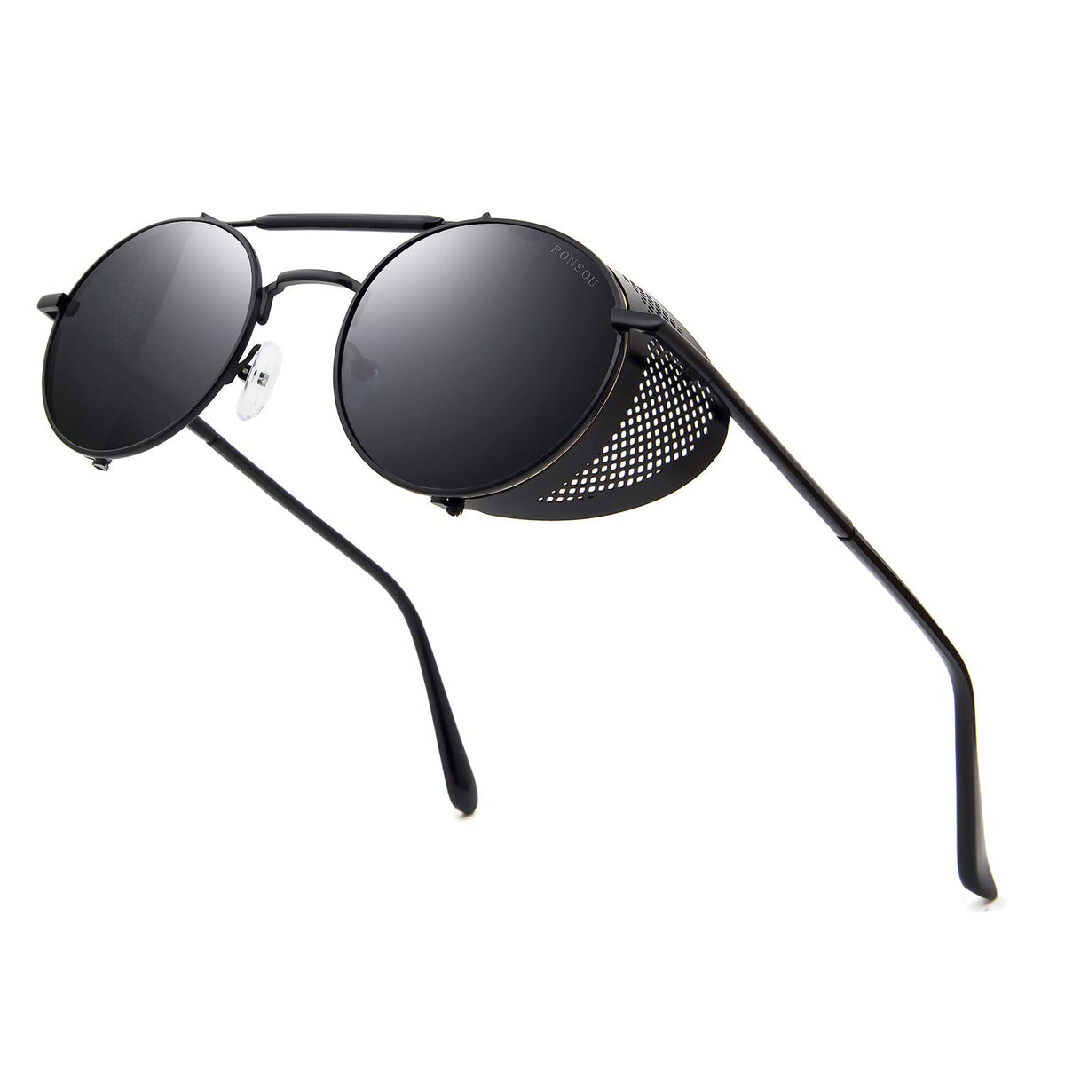 Steampunk Round Sunglasses with Side Shields