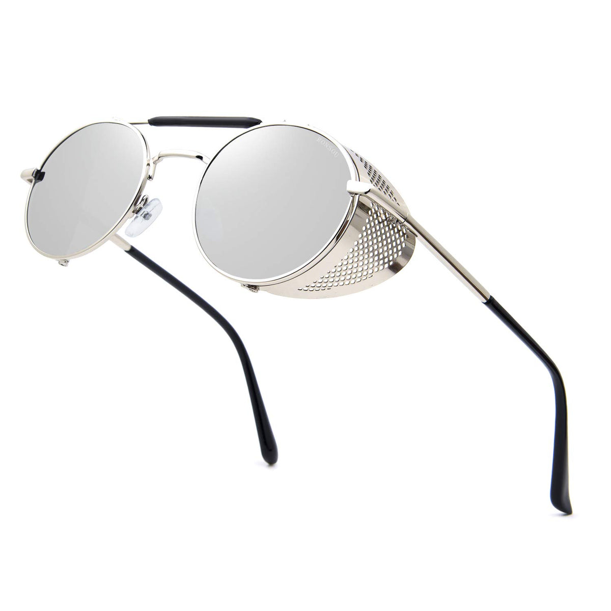 Steampunk Round Sunglasses with Side Shields