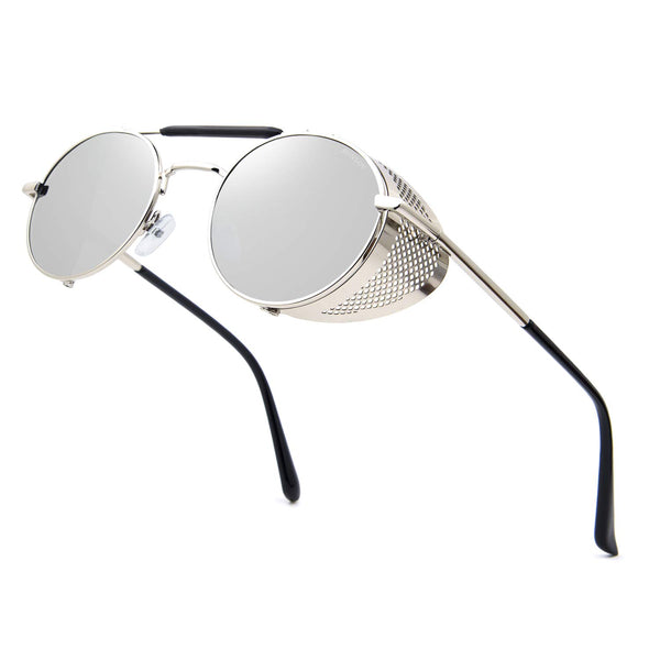 Steampunk Round Sunglasses with Side Shields