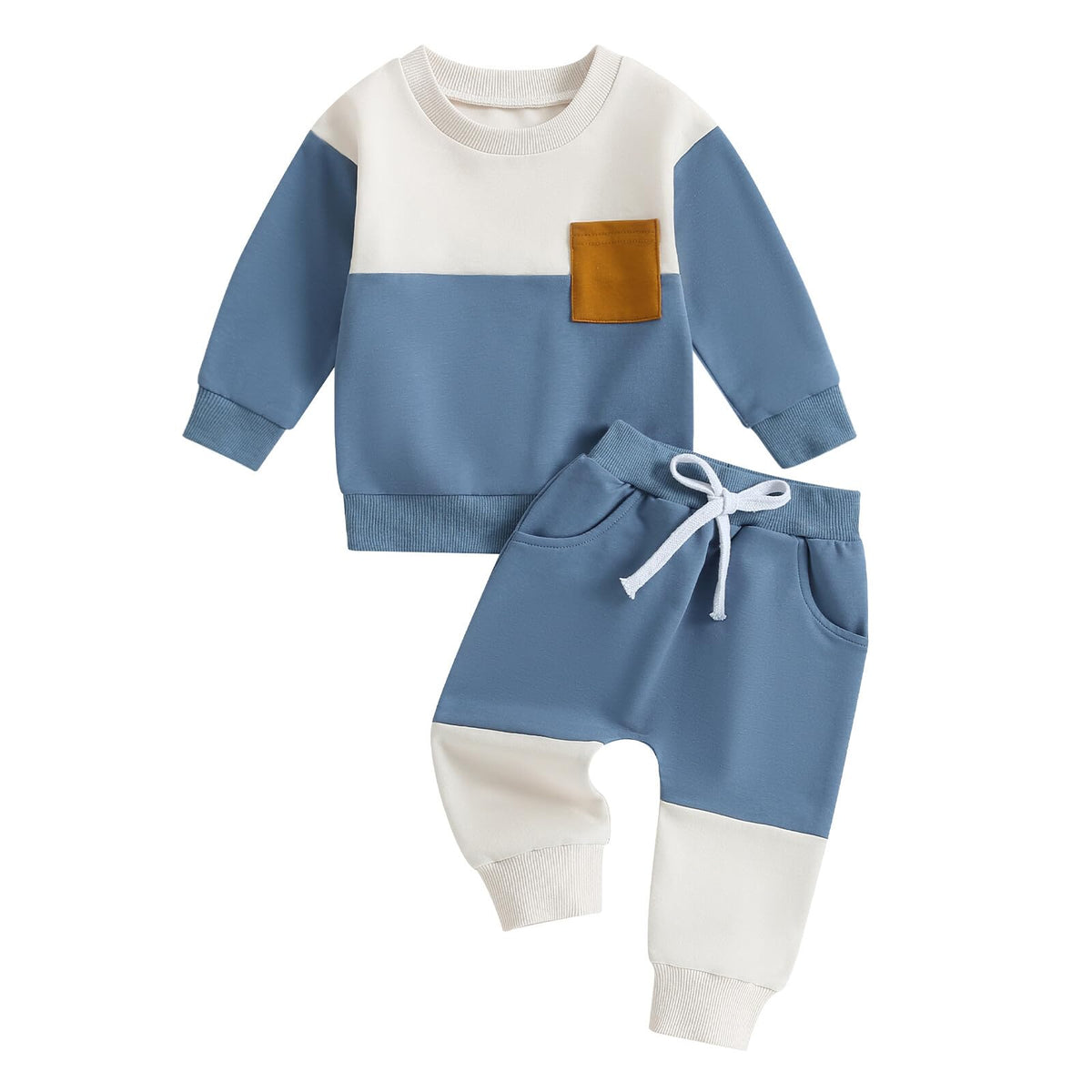 Toddler Color Block Sweatshirt and Jogger Set in Mint and Black