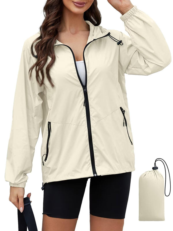 Packable Women's Lightweight Rain Jacket with Hood