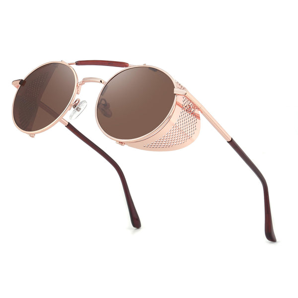Steampunk Round Sunglasses with Side Shields