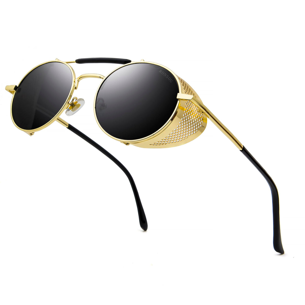 Steampunk Round Sunglasses with Side Shields