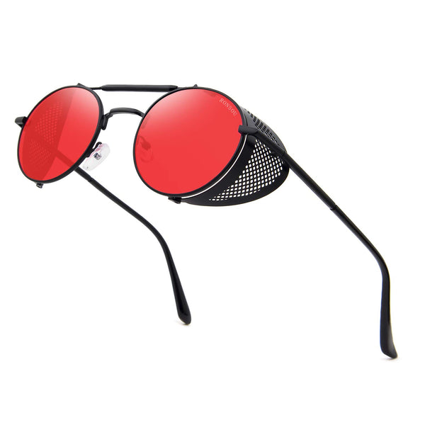 Steampunk Round Sunglasses with Side Shields