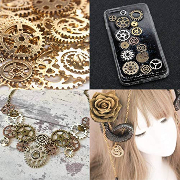 100 Grams Around 100 Pieces of Antique Metal Steampunk Gear Charms