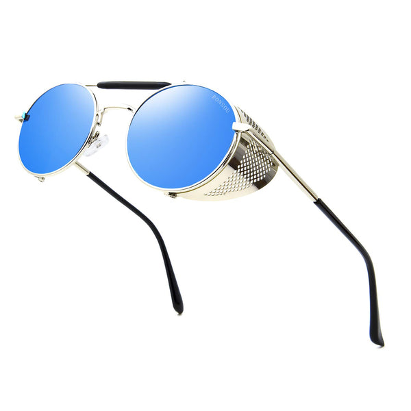 Steampunk Round Sunglasses with Side Shields